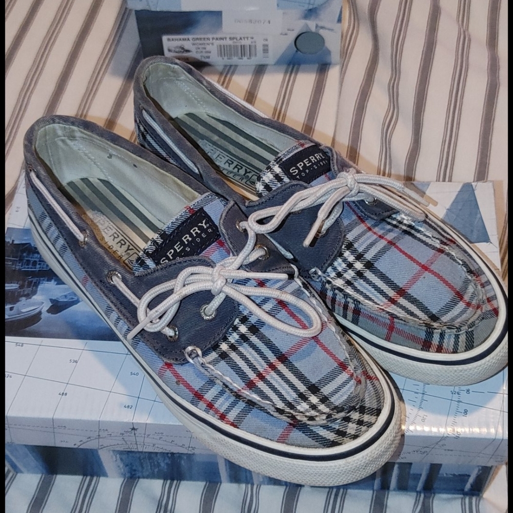 Blue plaid Sperry Top Siders